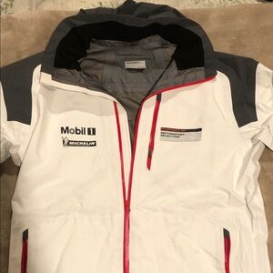 Authentic and Rare Porsche Gore-Tex Rain White and Gray Motorsport Jacket
